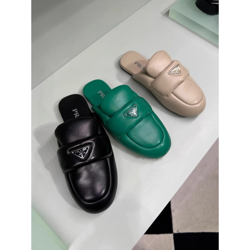 แบรนด์ใหม่-100-ของแท้-prada-mules-รองเท้าแตะ