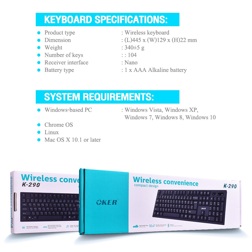 oker-wireless-keyboard-wireless-convenience-compact-design-รุ่น-k-290