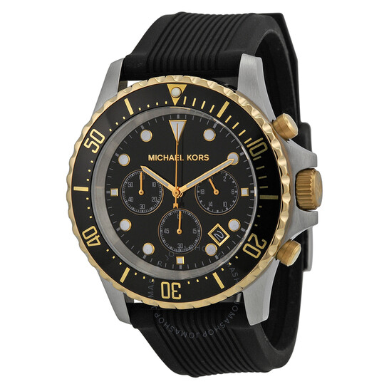MICHAEL KORSEverest Chronograph Black Dial Black Silicone Men's MK8366 ...