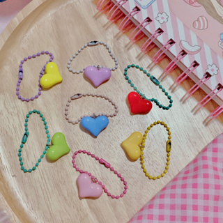 ｡✿*ﾟKeychain ･✿.｡ พวงกุญแจหัวใจหลากสี สายคล้องมือถือ | Chanis Store