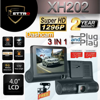 Ettro Pro Plus Dash Cam Xh202 กล้องหลัง RC06 2.7K Full HD WDR กล้องติดรถยนต์ กล้องติดรถยนต์อัจฉริยะ วิสัยทัศน์กลางคืนมุม