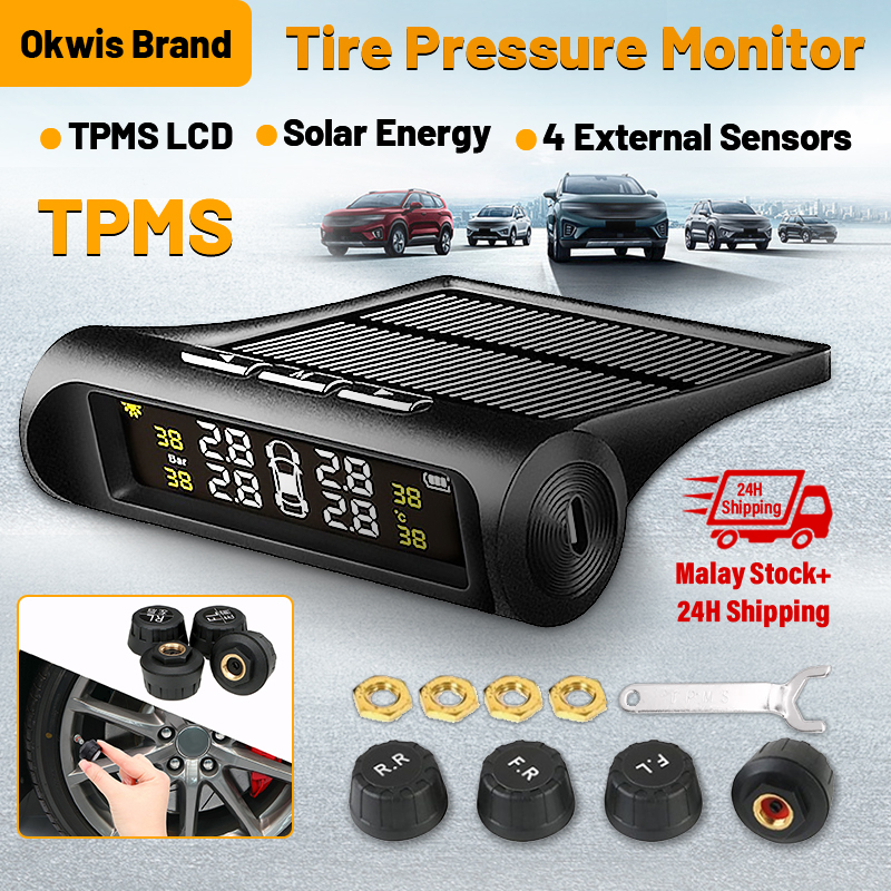 ราคาและรีวิวCOD TPMS วัดลมยาง tpms มอเตอร์ไซค์ เครื่องวัดลมยางไร้สาย เครื่องวัดลมยาง 4 External Sensor