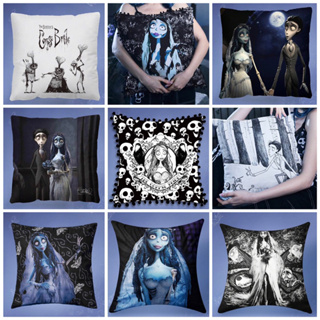 ปลอกหมอนอิง ขนาด 45*45 cm. เจ้าสาวศพสวย (สินค้างานลิขสิทธิ์แท้100% X Corpse Bride) สไตล์โกธิค การ์ตูนยุค90 10แบบ ฮาโลวีน