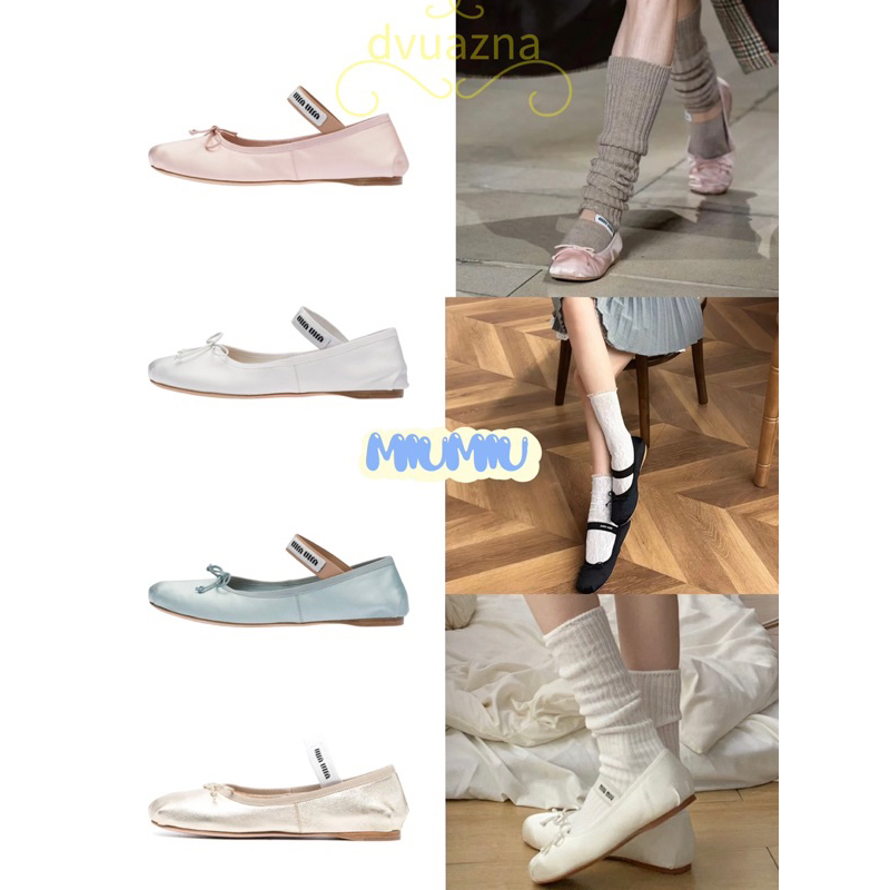 100-แบรนด์ใหม่แท้-miumiu-รองเท้าบัลเล่ต์สำหรับผู้หญิงหลายสีให้เลือก