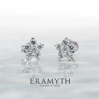 Eramyth Jewelry : ต่างหู เงินแท้ 92.5 ดีไซน์ ดอกไม้ ฝังเพชรสวิส CZ รหัส SH-0064-R01(พร้อมส่ง)