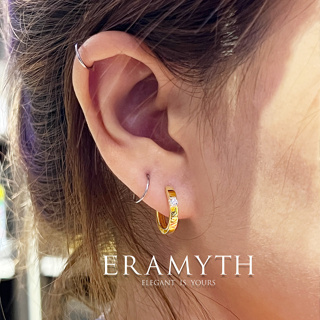 Eramyth Jewelry :ต่างหูห่วง เงินแท้ 92.5 ฝั่งเพชรสวิสCZเม็ดเดียว ขนาด 15mm มี 4สี ใส่ได้ทั้งชายและหญิง รหัส SH-0234