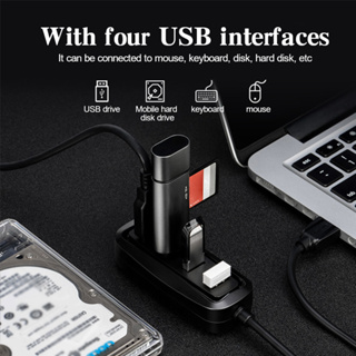 USB 2.0 ความเร็วสูง มี 4 พอร์ต ฮับ USB เชื่อมต่อจากด้านบน สำหรับพีซี แล็ปท็อป คอมพิวเตอร์ เครื่องอ่านบัตร เมาส์ คีย์บอร์