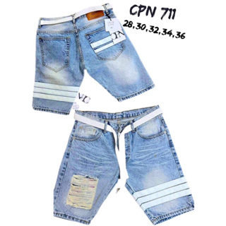 CPN711 กางเกงยีนส์ขาสั้นผู้ชาย ผ้าไม่ยืด สียีนส์ งานของ CPN กระเป๋าหลังคาดแถบ ไซร้ 28-36