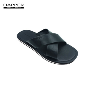 DAPPER รองเท้าแตะ Light Weight Crossover Faux-Leather Sandals สีดำ/เทา (HSKA1/1301SC)