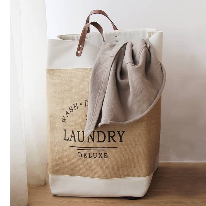 ตะกร้าผ้า-สไตล์มินิมอล-พับได้-มีหูหิ้ว-งานแข็งแรง-laundry-deluxe-minimal-style