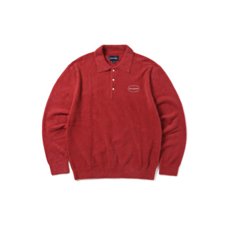 THISISNEVERTHAT TN223KKNPK06 E/T-Logo Shaggy Polo KNIT PULLOVER RED