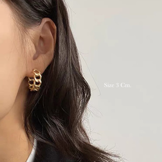 **พร้อมส่งจากร้านในไทย** Korea earrings ต่างหูห่วงลายโซ่ขนาด 3 ซม. ขนาดกำลังพอดีค่ะ ใส่ได้เอวี่เดย์