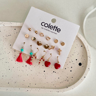 **พร้อมส่งจากร้านในไทย** Colette by Colette hayman brand เซตสีทองและห้อยสีแดง สีสันๆ น่ารักใส่ได้หลายสไตล์ 9 คู่