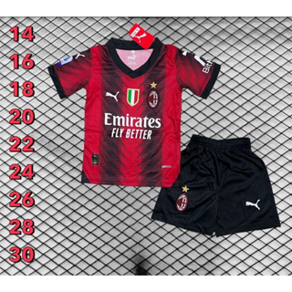 ชุดบอลเด็กทีมเอซี-มิลานใหม่2023/2024ได้เสื้อ+กางเกง