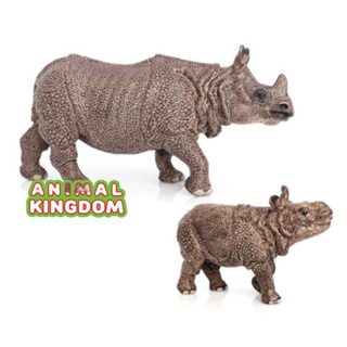 Animal Kingdom - โมเดลสัตว์ แรดอินเดีย น้ำตาล แม่ลูก ชุด 2 ตัว (จากสงขลา)