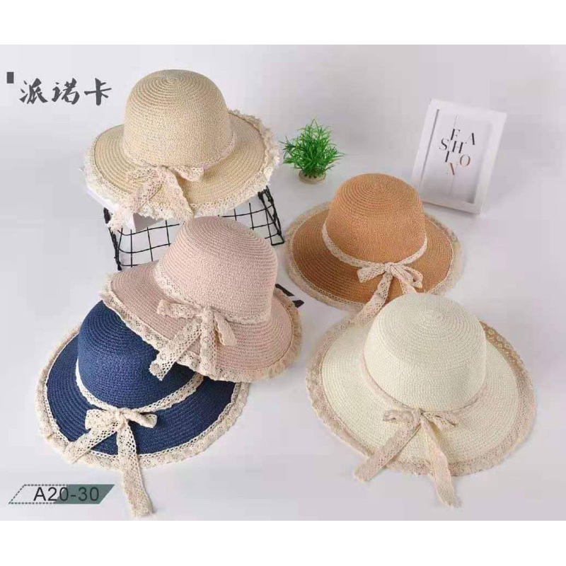 หมวกสานแฟชั่น-ทรงกลม-พร้อมส่งจากไทย
