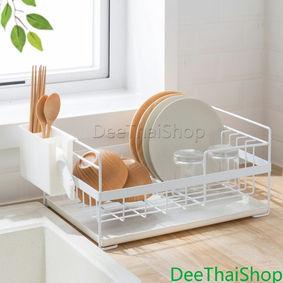 deethai-ที่คว่ำจาน-พร้อมถาดเก็บน้ำ-ชั้นเก็บของบนโต๊ะอาหาร-จัดระเบียบ-ชั้นวางของ-double-drain-dish-rack