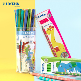 (24)7 ( 12 แท่ง ) ดินสอฝึกเขียนแท่งสามเหลี่ยม LYRA Groove Slim Triangle Pencil