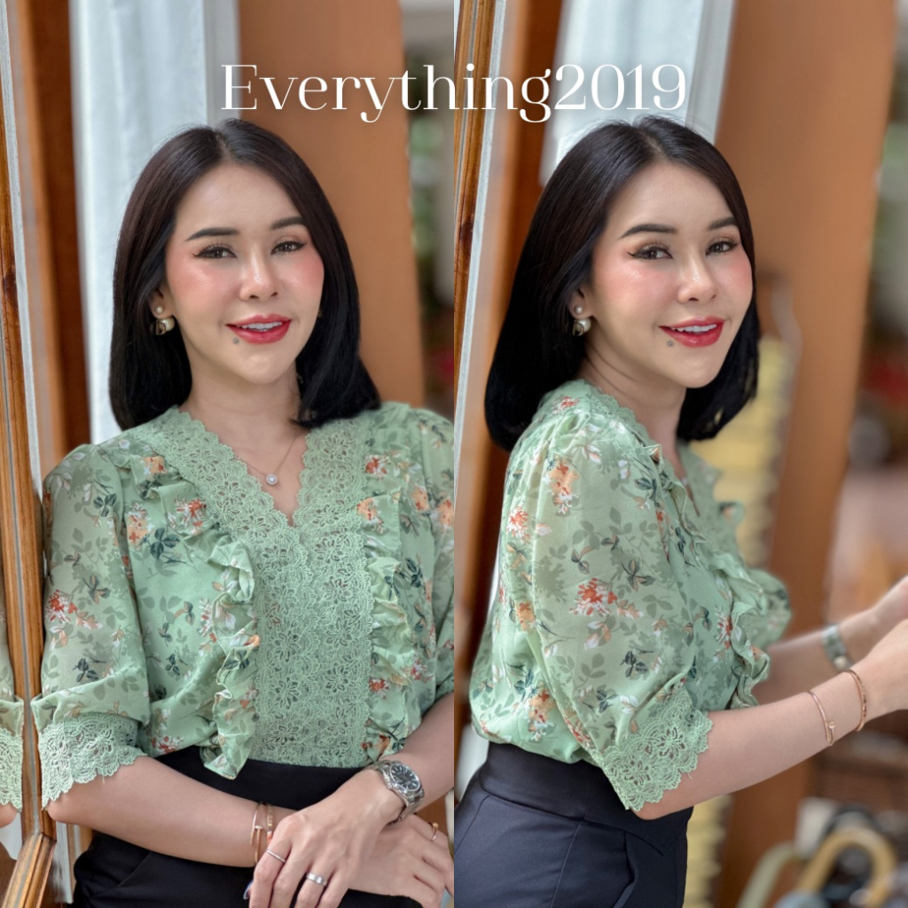 everything2019-6169-1-เสื้ออกระบายลูกไม้แขนศอก-ลายสวย-ผ้าดีใส่ทำงานได้