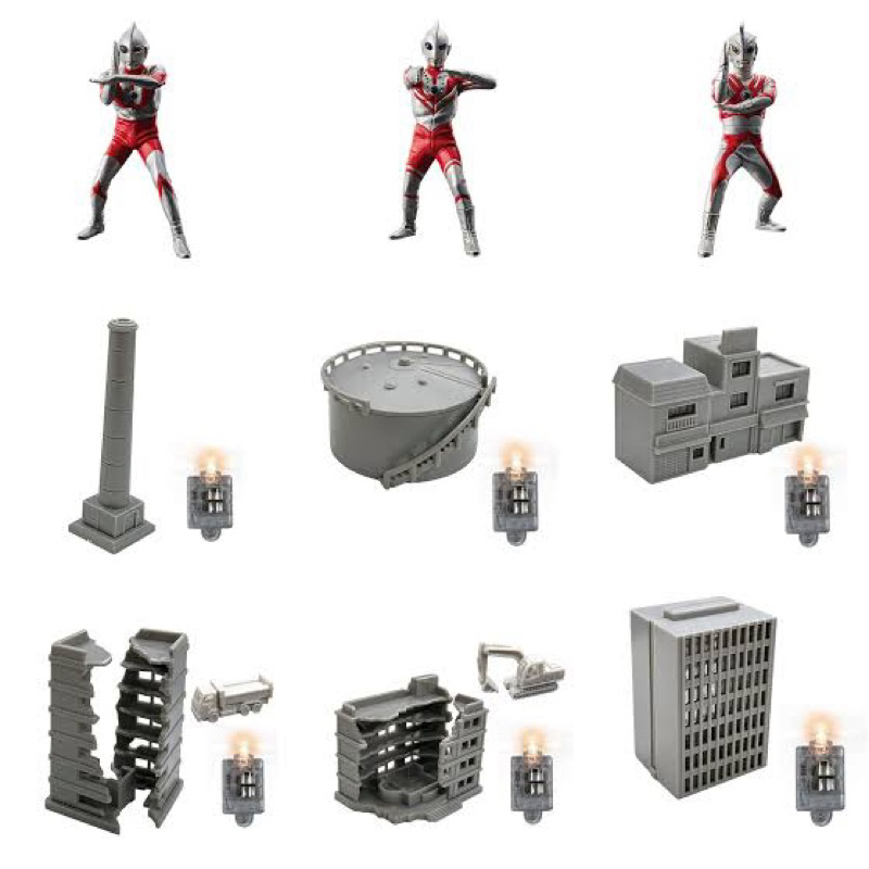 gashapon-ultimate-luminous-ultraman-sp03-sp04-ได้ครบ-6-พี่น้อง-พร้อมตึก-และระบบไฟ