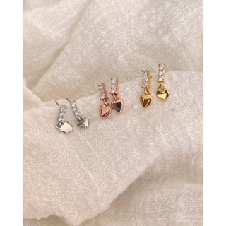 (โค้ด X8SFXJ ลด 20%) A.piece  ต่างหูก้านเงินแท้ [silver post+brass] Tiny love earrings(381-383)