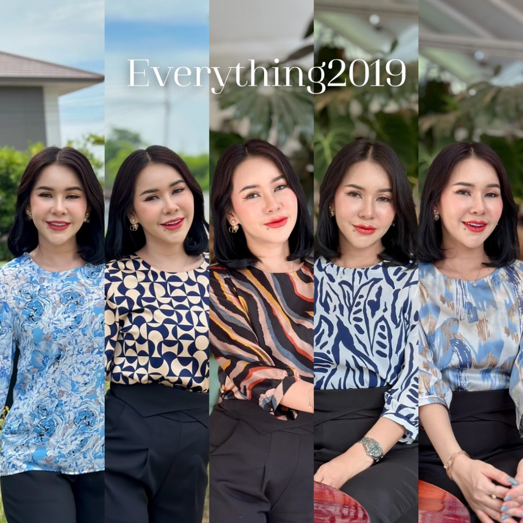 everything2019-1908-เสื้อผู้หญิงคอกลมแขน5ส่วน-รุ่นคุณนาย-ใส่แล้วสวยปัง