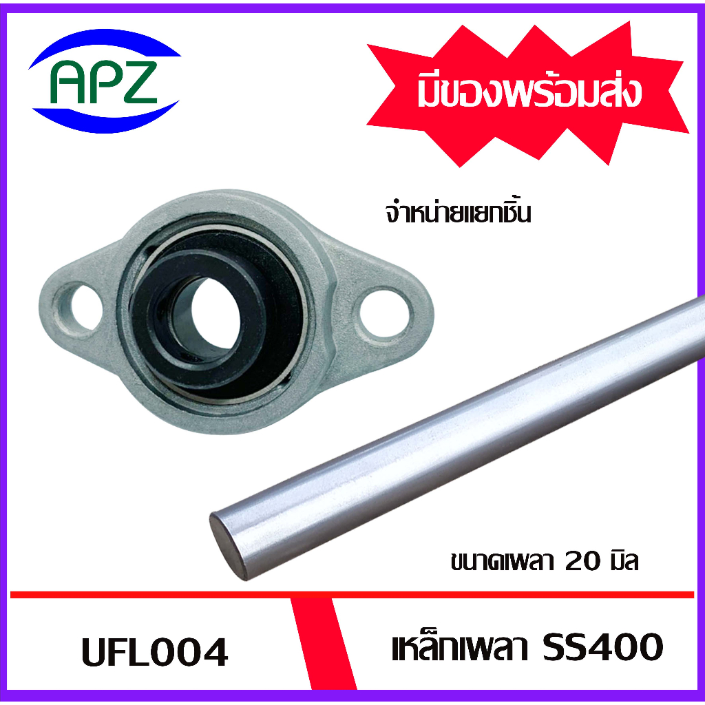 ufl004-bearing-units-ufl-ตลับลูกปืนตุ๊กตา-เหล็กเพลา-ขนาด-20-มิล-เหล็กตัน-เกรดเหล็ก-ss400-จัดจำหน่ายโดย-apz