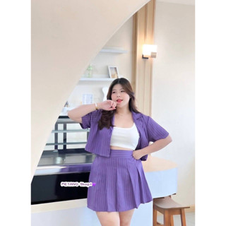 🎈Plussize ชุดเซ็ตคนอ้วน🎈 M อก40-46 เอว 32-40 สะโพก48 Lอก 46-52เอว 38-46 สะโพก 56 (เสื้อยาว 20 กระโปรงยาว 19)