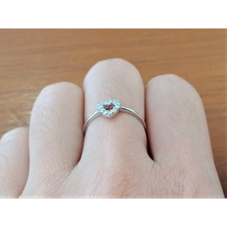 ขายเท!! แหวนเพชรแท้ ทองขาวแท้ แหวนหัวใจ แหวนนิ้วก้อย ไซส์43