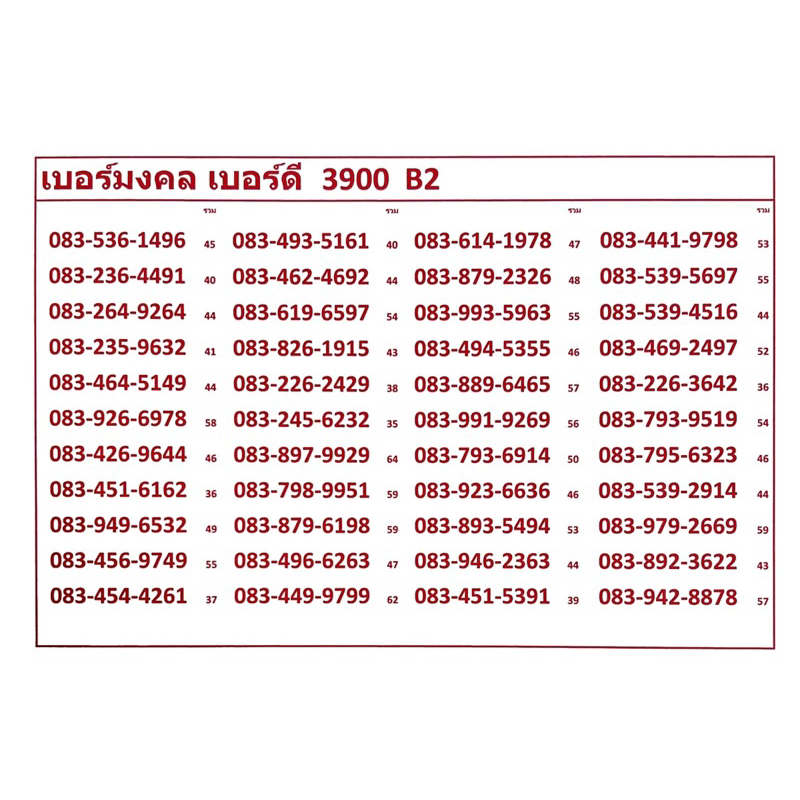 เบอร์มงคล-เบอร์ดี-3900-b-c-แจ้งเบอร์ที่ต้องการทางแชท-แอดมเพิ่มเบอร์ให้ค่ะ-ระบบเติม-เปลี่ยนเป็นรายเดือนได้