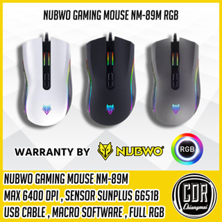ภาพขนาดย่อของสินค้าเมาส์เกมมิ่ง Nubwo Gaming Macro Mouse NM89M (สีดำ/ขาว/เทา) ไฟ FULL RGB (รับประกันศูนย์ไทย 1 ปี)