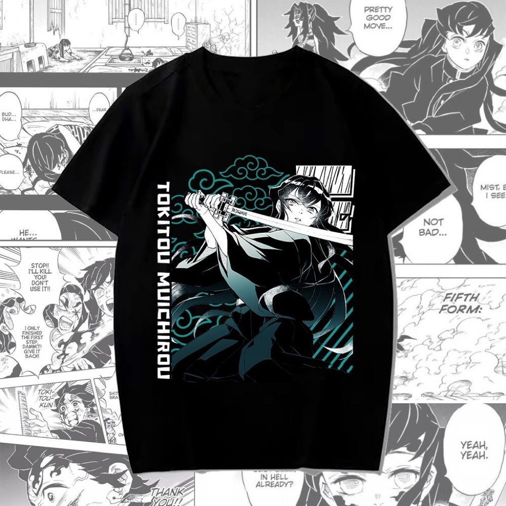 demon-slayer-tokitou-muichirou-ผ้าฝ้ายสั้นเทรนด์เสื้อยืดระเบิดอะนิเมะ