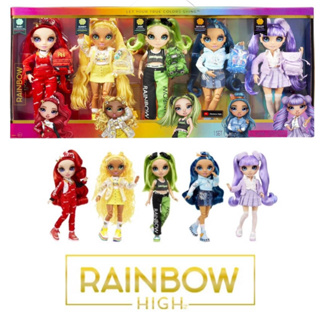 พร้อมส่ง นำเข้า🇺🇸 ตุ๊กตา Rainbow High Junior Jr High Limited Exclusive 5 ชิ้น  ชุดตุ๊กตาแฟชั่น Rain ราคา 3,990.- บาท