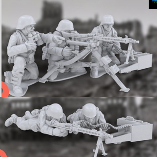 WWII German MG teams -High quality and detailed 3d print miniature boardgame model war game