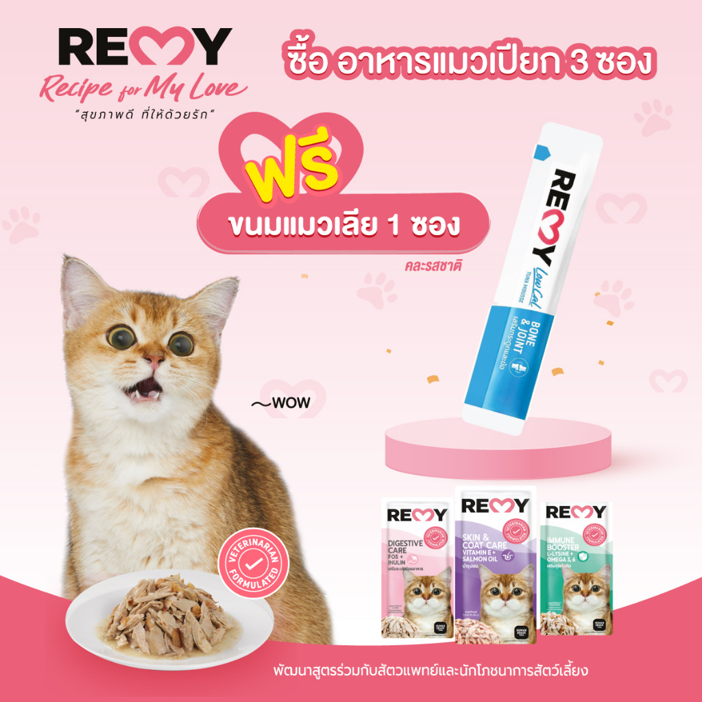 ซื้อ3ฟรีแมวเลีย15g-gt-1ซอง-remy-เรมี่-อาหารแมวเปียก-แบบซอง-70g