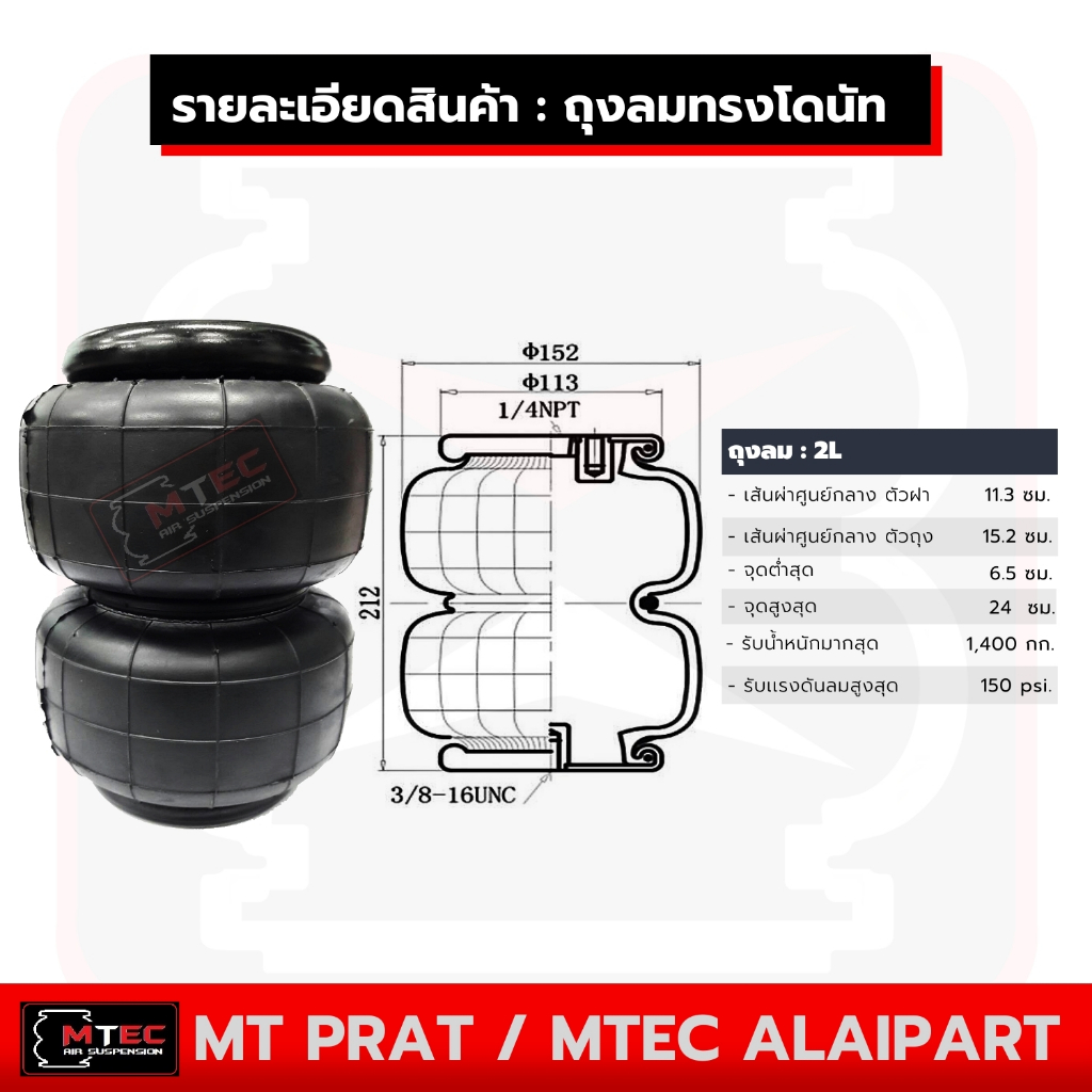 ถุงลมรถยนต์-2l-ทรงโดนัท-รับน้ำหนักได้-1400กก-รับแรงดันลมได้-150-ปอนด์