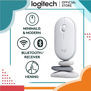 Logitech Pebble M350 Wireless Mouse Bluetooth USB (เมาส์ไร้เสียงไร้สาย บลูทูธ USB สไตล์มินิมอล พกพากสะดวก ลดเสียง 90% )