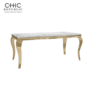 Chic Republic SANTIAGO-G/180 MARBLE,โต๊ะทานอาหาร - ท็อปสีขาว/ขาสีทอง