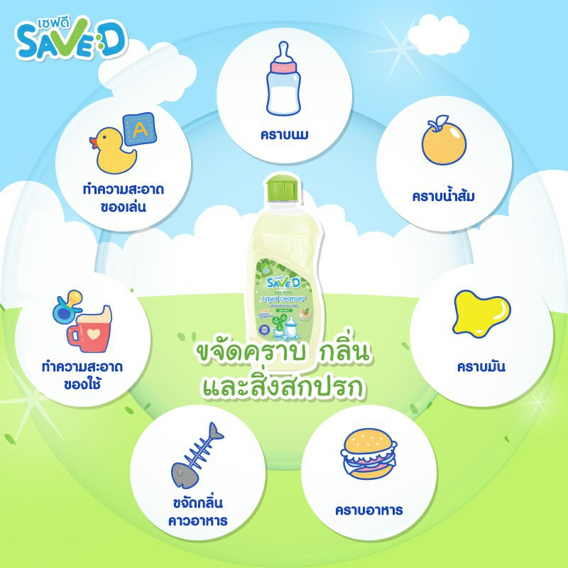 save-d-ผลิตภัณฑ์ล้างขวดนม-จุกนม-ผลิตภัณฑ์ล้างจาน-เซฟดี-nuebabe