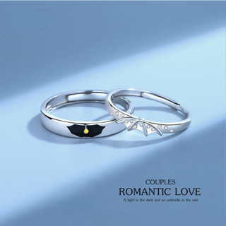 s999 Romantic love couples แหวนคู่รักเงินแท้ 99.9% รักโรแมนติก เธอคือแสงสว่างในความมืดและเป็นร่มให้เธอเมื่อฝนตก