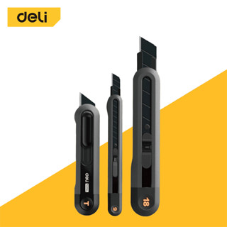 Deli มีดคัตเตอร์ 9mm 18mm คัตเตอร์พกพา คัตเตอร์ตัดกระดาษ คัตเตอร์สั้น พกพาง่าย มีสปริงในตัว อุปกรณ์สำนักงาน Cutter Knife