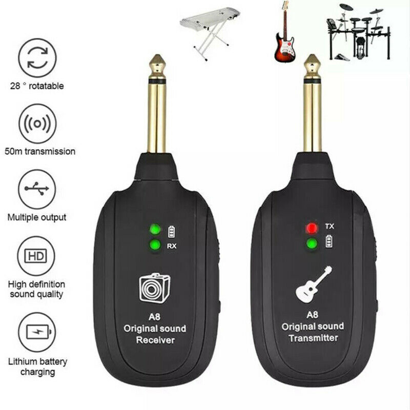 ระบบกีต้าร์ไร้สาย-2-4ghz-เครื่องส่งสัญญาณกีต้าร์ไฟฟ้าพร้อมแบตเตอรี่ลิเธียมแบบชาร์จไฟได้ในตัวสำหรับ-20hz-20khz-สำหรับกีตา