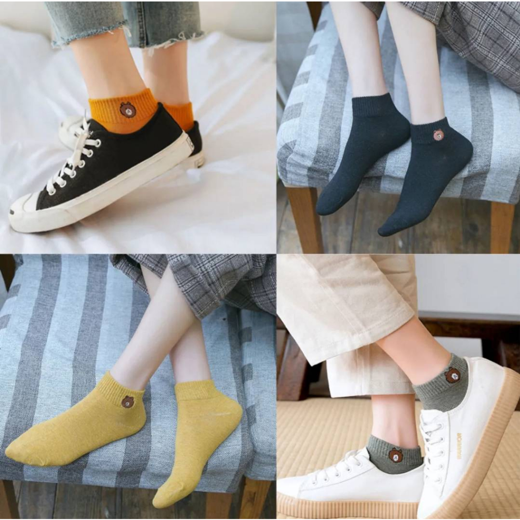 ถุงเท้าหมี-ถุงเท้าข้อสั้น-sock-bear-1แพ็ค10คู่10สี