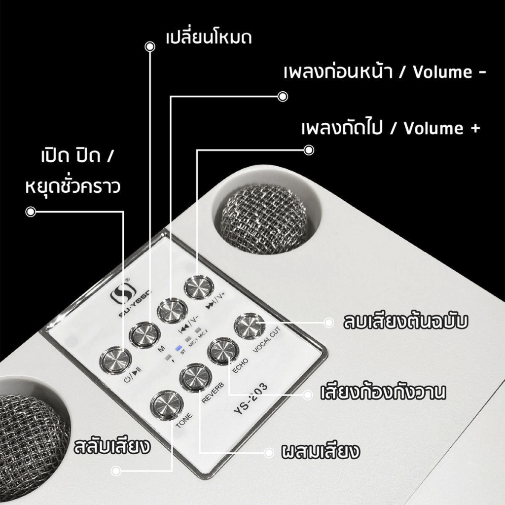 ising-เครื่องร้อง-คาราโอเกะ-ไมโครโฟนคู่-ไร้สาย-ตัดเสียงร้องได้-เปลี่ยนเสียงร้องเป็นชายได้-ลำโพงบลูทูธ-blutooth-speaker