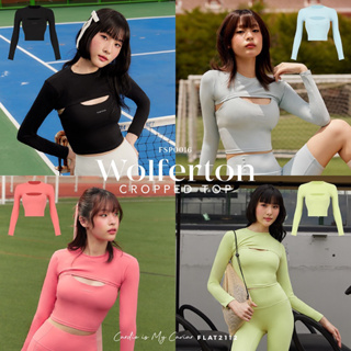 FLAT2112 FSP0016 : WOLFERTON CROPPED TOP เสื้อออกกำลังกายผู้หญิง แขนยาว ทรงสวย