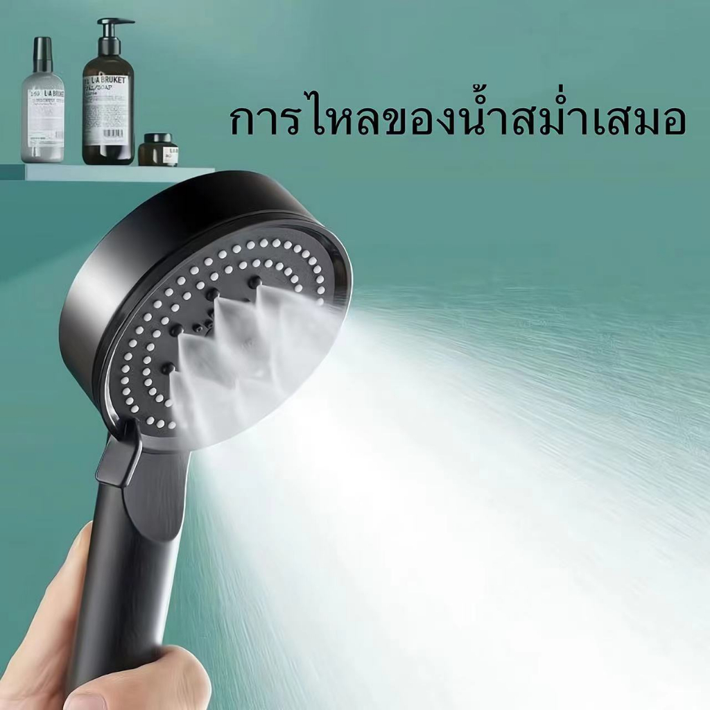 ฝักบัวแรงดันสูง-หมุนได้-360-หยุดน้ำเพียงปุ่มเดียว-แบบไม่ต้องเจาะผนัง