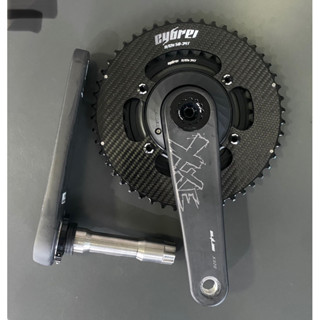 ชุดจานหน้า XXE 320 พร้อมXcadey power meter ใบคาร์บอน Crbrei