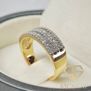 65Carat - แหวนแถวหน้ากว้าง  เพชรน้ำ100 ทองคำแท้9k{37.5%} รหัสR88