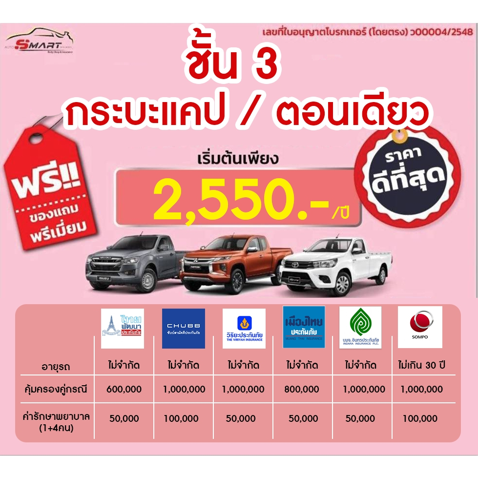 ชั้น-3-กระบะ-แคป-ตอนเดียว-2-550-ราคาดี-ไม่มีบวกเพิ่ม-ประกันดี-เคลมง่าย-มีอู่ซ่อมเอง-ประกันภัย-ผ่อนได้-ตรง