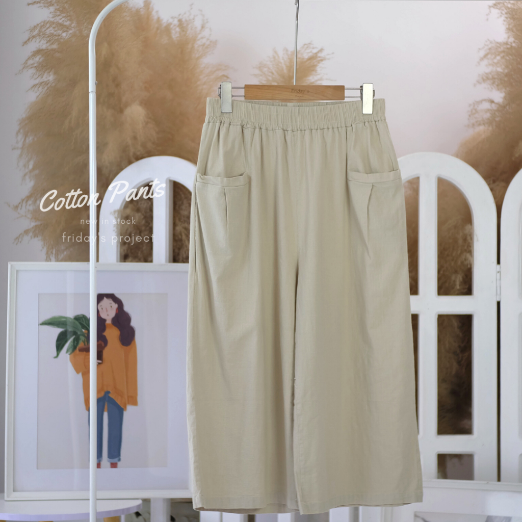 cotton-pants-กางเกงฟรีไซส์ผ้าฝ้ายผสมลินิน